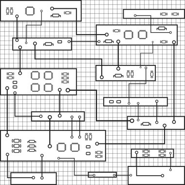 Devre kartı arka plan. Yüksek teknoloji devre kartı ile siyah arka plan grafiği. EPS 10 illüstrasyon