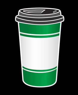 Disposable coffee cup icon with beans logo clipart