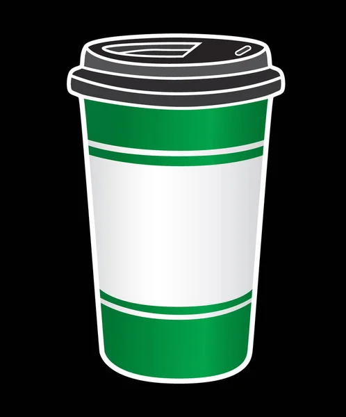 Disposable coffee cup icon with beans logo — Stock Photo, Image