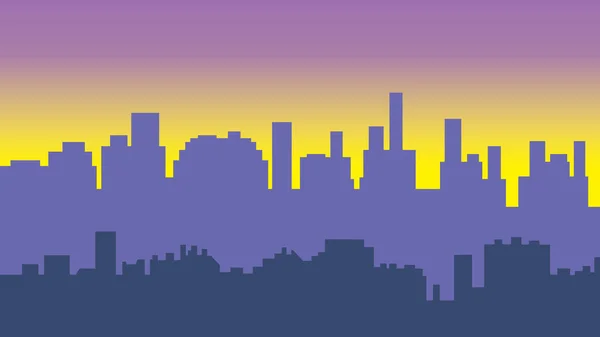 Naplemente a város. Városképet gazdagító épületnek szánták silhouette napkelte — Stock Fotó