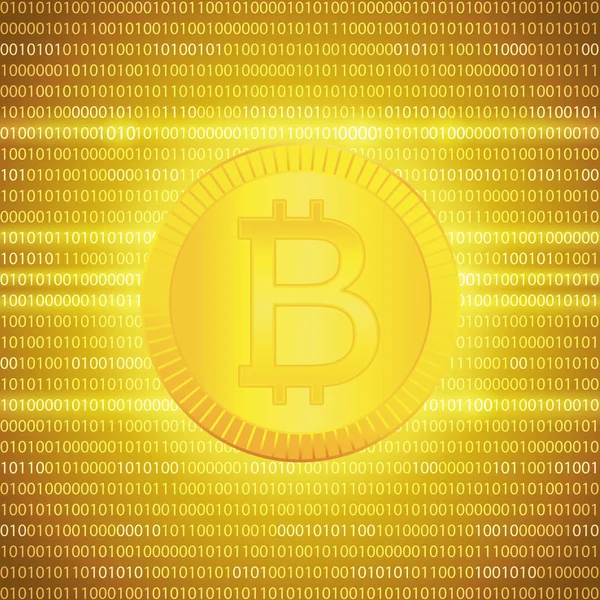 Kripto Döviz altın sikke. Altın arka plan üzerinde soyut sanal para. Para düşüldükten ve dijital matris. EPS 10 vektör çizim