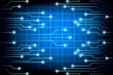 Uçan bir devre kartı içinde. Mavi elektron hareket. Loopable. Fütüristik arka plan. Ağ bağlantıları. Benim portföy daha fazla seçenek.