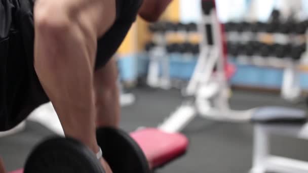 Athlete doing exercise using dumbbells — Stock Video