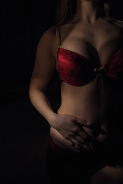 Prachtige vrouwelijke figuur in sexy lingerie close-up — Stockfoto