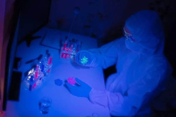 Work at home. Home laboratory. Work at home during a pandemic. Stock Picture