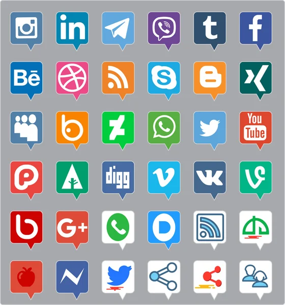 Colección de iconos de redes sociales — Vector de stock