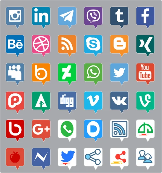 Collezione di icone dei social media — Vettoriale Stock