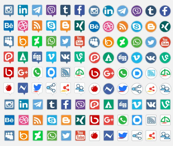 Ícones de mídia social — Vetor de Stock