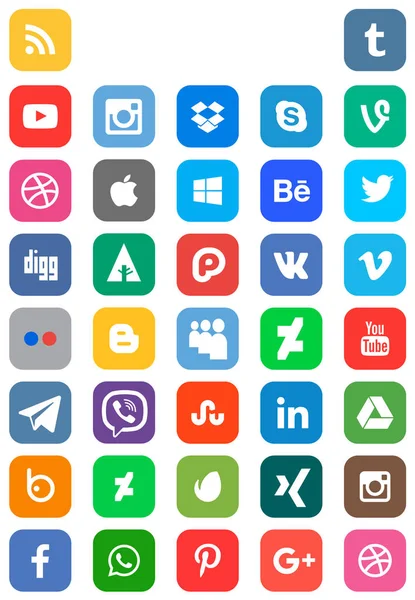 Iconos de redes sociales — Vector de stock