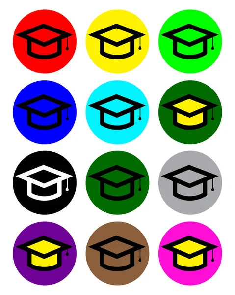 Graduate Hat Icon Collection — Stock vektor