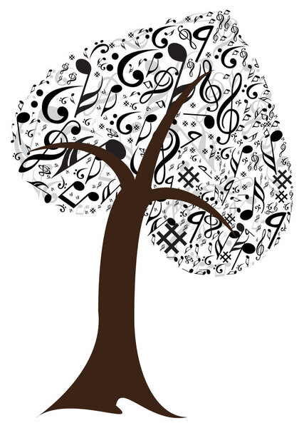 Music note with music tree