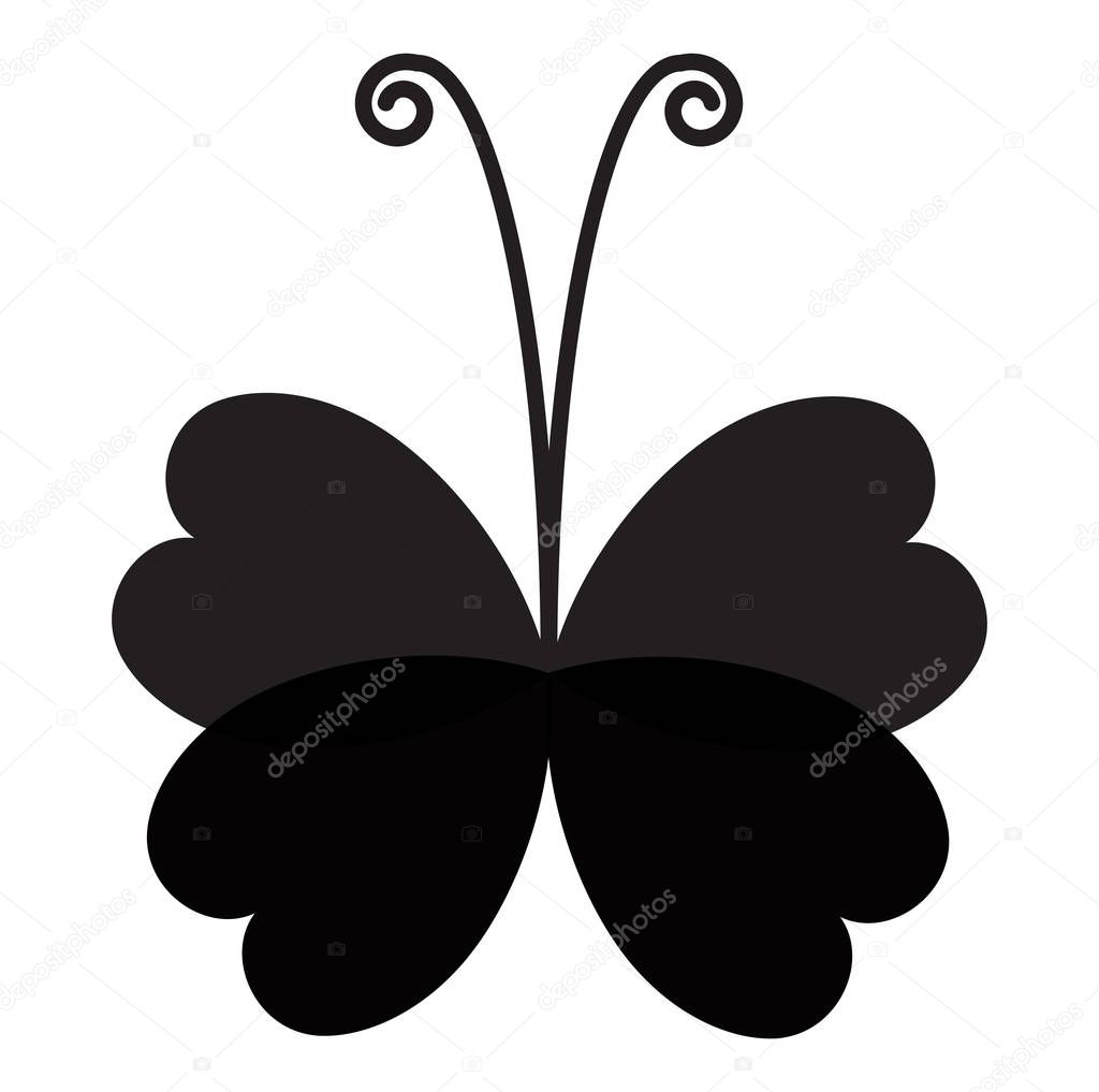 Butterfly icon silhouette with black color