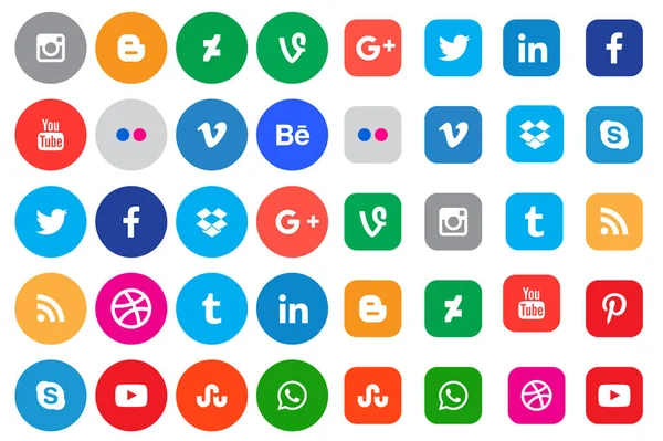 Sociala Medier Icon Collection — Stock vektor