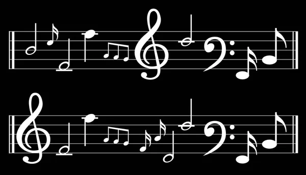 Music Note Dengan Simbol Musik Yang Berbeda - Stok Vektor