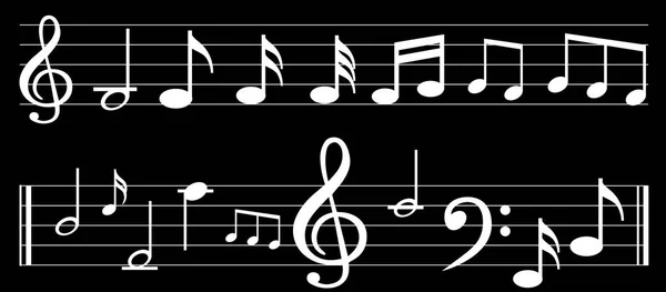 Music Note Dengan Simbol Musik Yang Berbeda - Stok Vektor