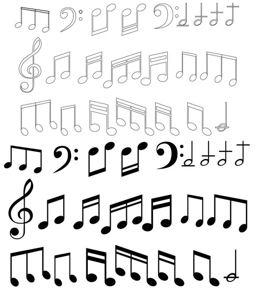 Nota Musical Con Diferentes Símbolos Musicales — Vector de stock