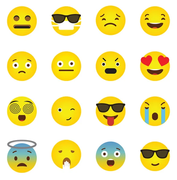 Ikony Emoji Twarzach Emocjonalne — Wektor stockowy