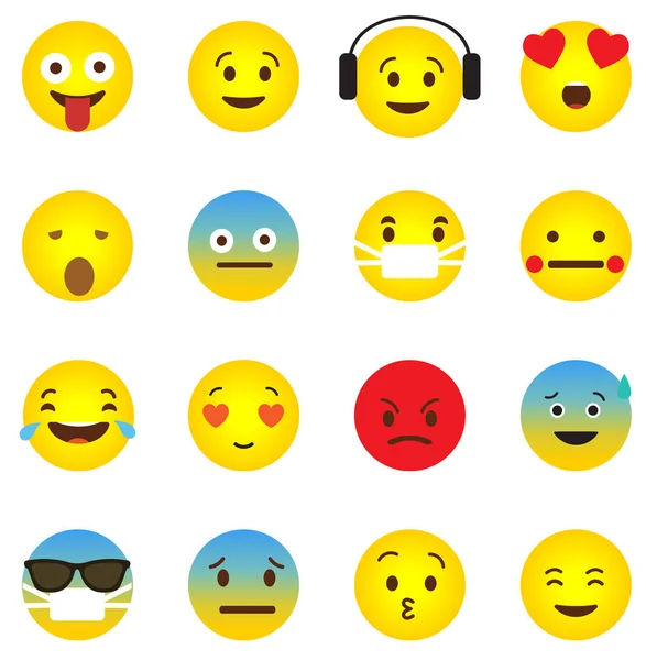 Emoji 表情图标与情感面孔 — 图库矢量图片