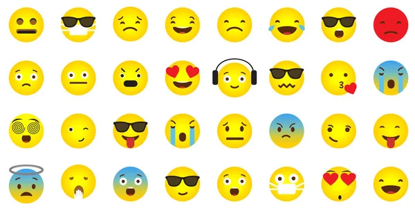 Ícone Emoji Com Rostos Emocionais —  Vetores de Stock