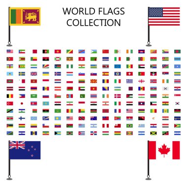 Dünya bayrakları Icon Koleksiyonu düz set
