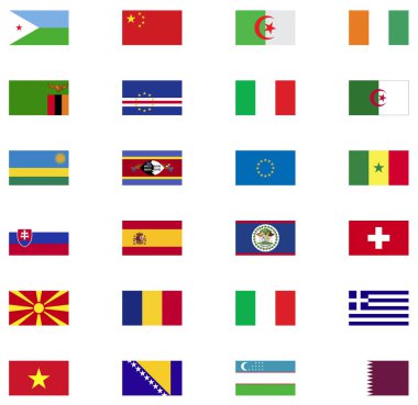 Dünya bayrakları Icon Koleksiyonu düz set