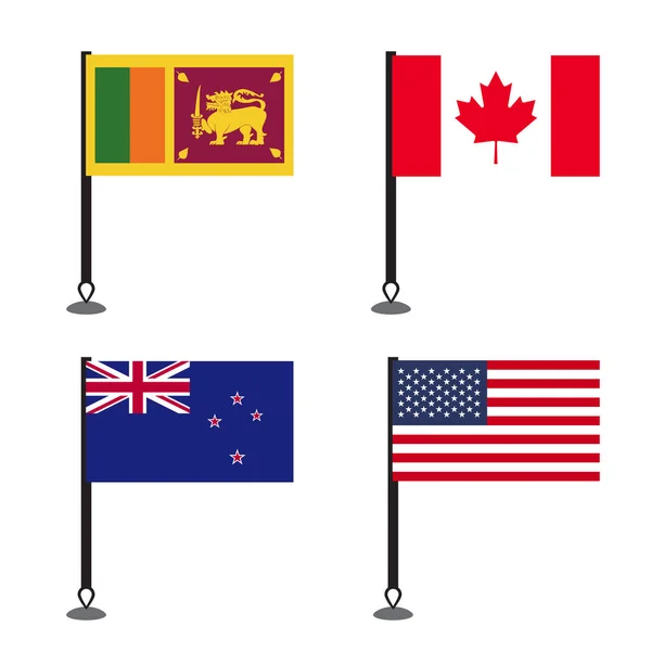 Banderas Del Mundo Icono Colección Conjunto Plano — Vector de stock