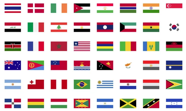 Συλλογή Επίπεδη Εικονίδιο Σημαίας Στον Κόσμο — Διανυσματικό Αρχείο