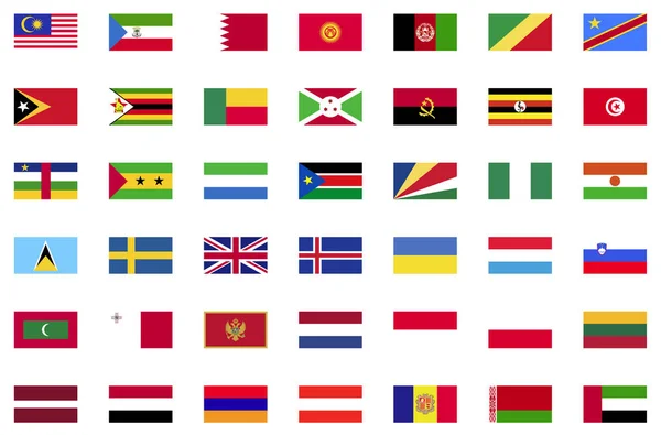 Bandera Del Mundo Colección Icono Plano — Vector de stock