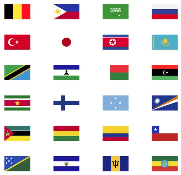 Bandera Del Mundo Colección Icono Plano — Vector de stock