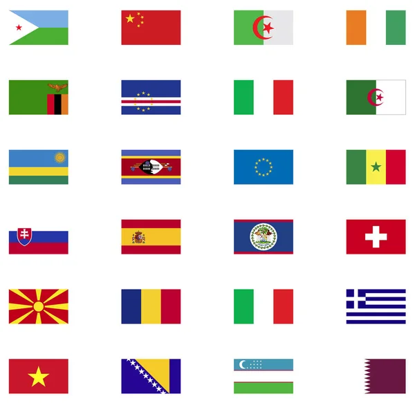 Weltflagge Flache Ikonensammlung — Stockvektor