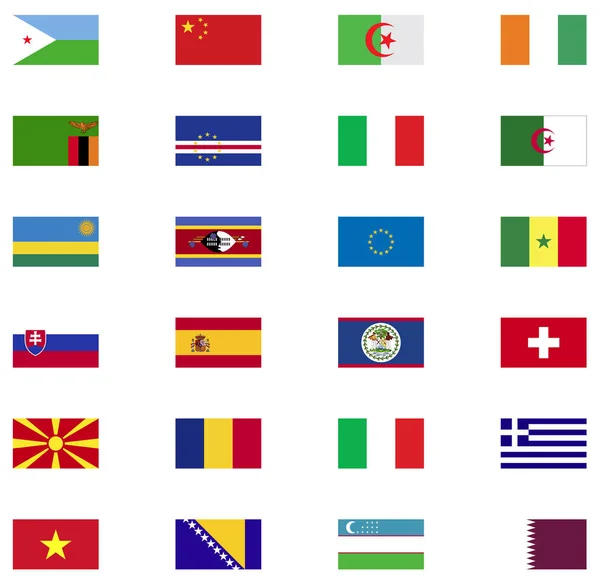 Wereld Vlag Platte Icoon Collectie — Stockvector