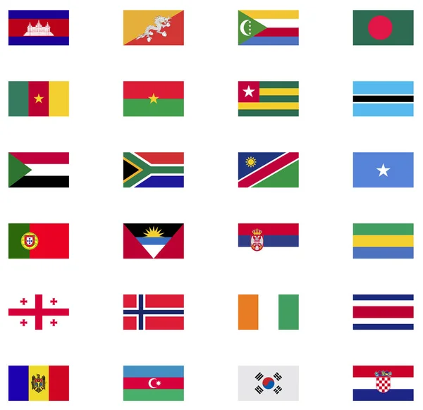 Bandeira Mundo Coleção Ícone Plana —  Vetores de Stock