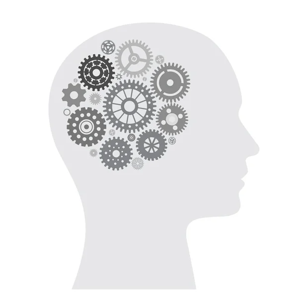 Cerebro Humano Con Silueta Colección Ruedas — Vector de stock