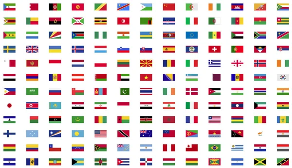 Pengumpulan Ikon Datar Bendera Dunia - Stok Vektor