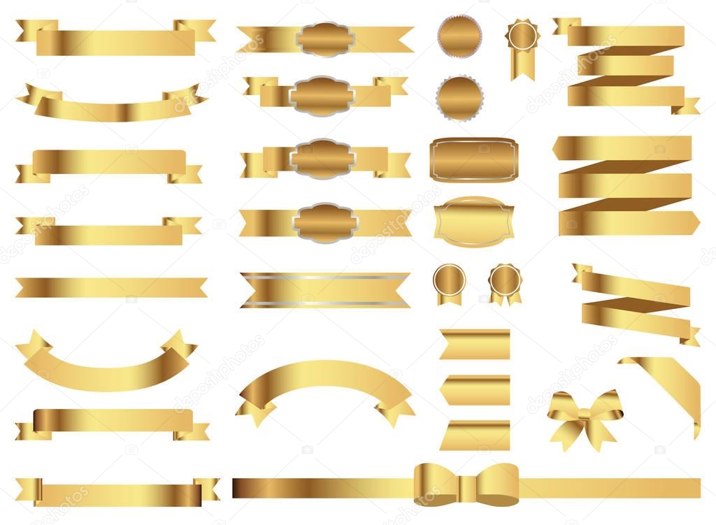 Gold banner collection with creative arts