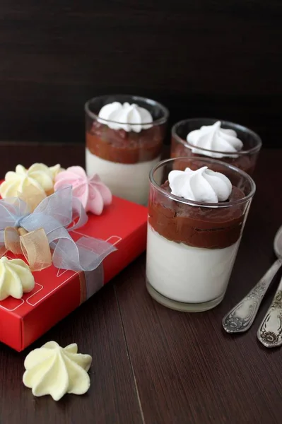 Chocolate Panna Cottas — Fotografia de Stock