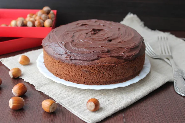 Шоколадный торт с орехами Стоковое Фото