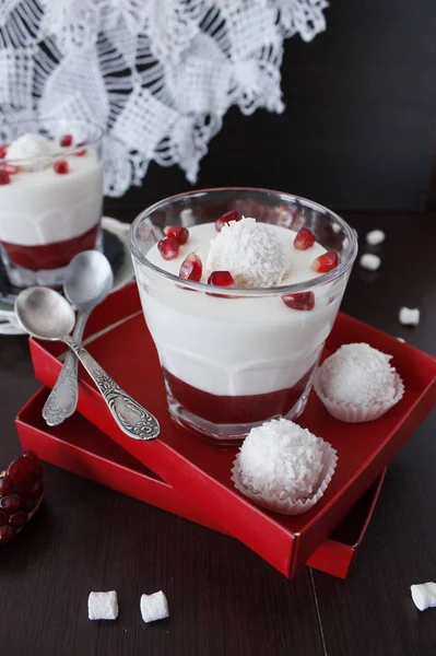 Pannacotta con gelatina de granada —  Fotos de Stock