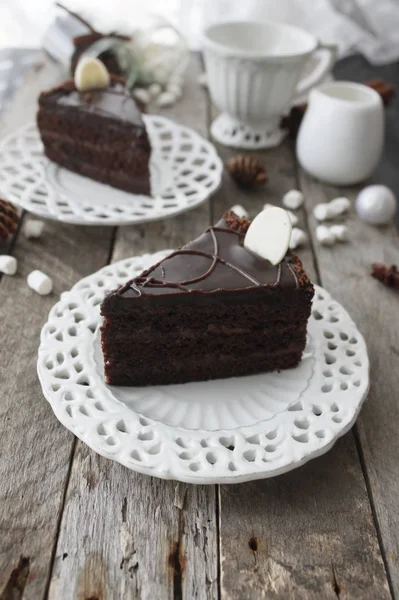 Čokoládový vánoční dort — Stock fotografie