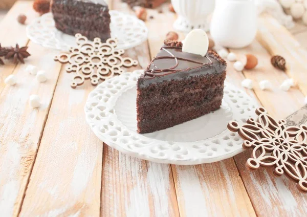チョコレートのクリスマス ケーキ — ストック写真