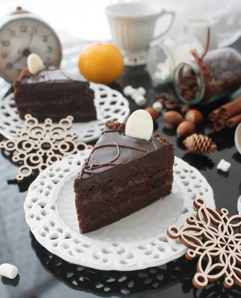 Torta di Natale al cioccolato — Foto Stock