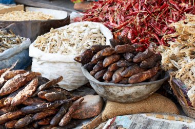 Bakkal market ve baharat Nepal