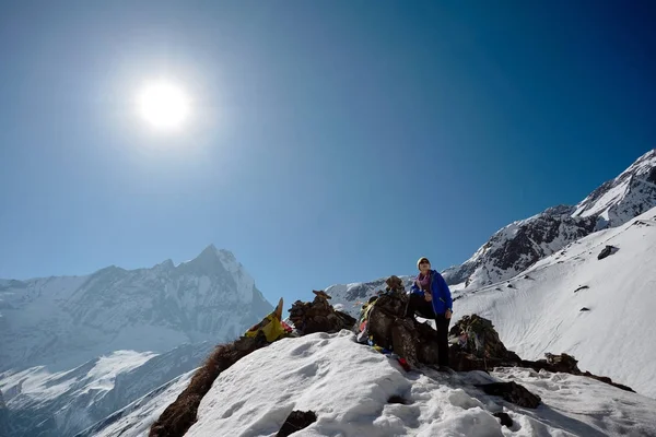 Kız dağ zirveleri arka plan üzerinde