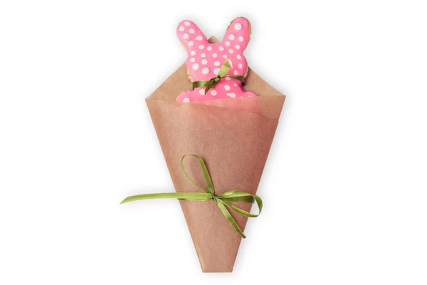 Conejo de Pascua decorado galletas de jengibre en forma de conejo —  Fotos de Stock