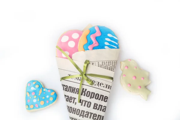 Díszített húsvéti gyömbéres süteményeket Jogdíjmentes Stock Képek