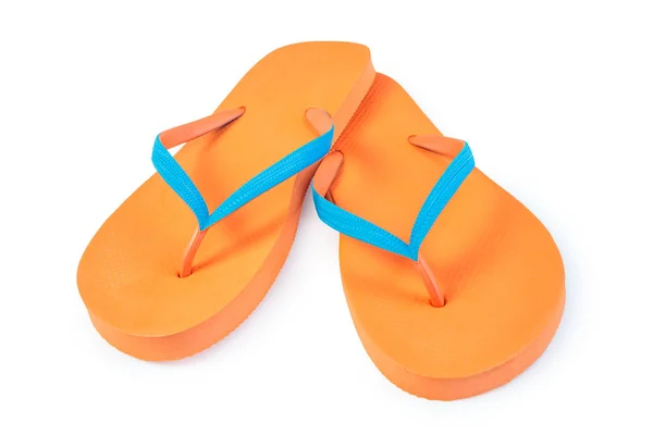 Oranje slippers geïsoleerd op een witte achtergrond. Vooraanzicht — Stockfoto
