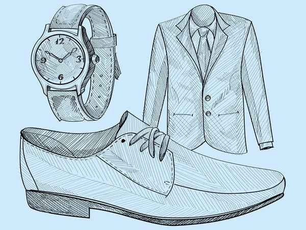 Conjunto de ropa masculina y zapato — Vector de stock