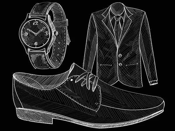 Conjunto de ropa masculina y zapato — Vector de stock