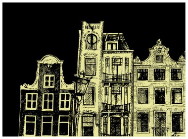Amsterdam house çizim. Vektör çizim