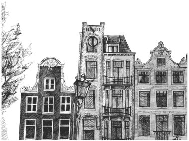 Amsterdam house çizim. Vektör çizim
